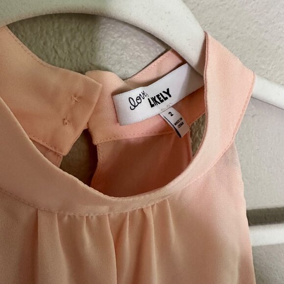 LIKELY Cameron Gown Size 2 Seashell Pink Maxi Dress Halter Neckline Side Slit - Picture 9 of 10